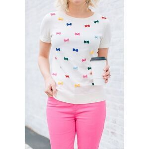 Talbots Party Bows Crewneck Sweater SP